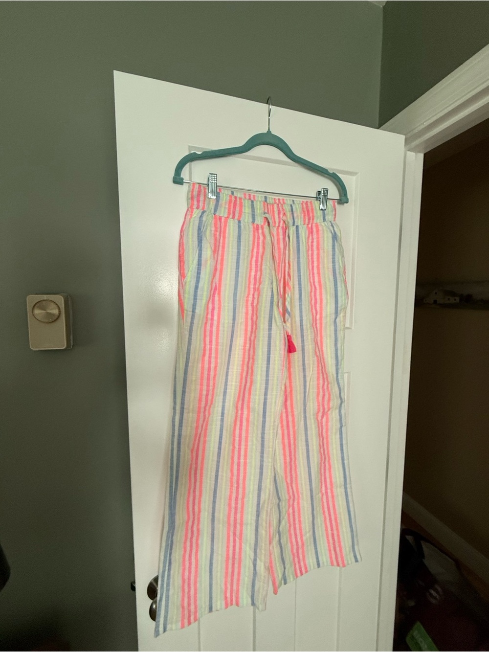 Vineyard Vines Neon Pink & Pastel Striped Elastic Waist Pants